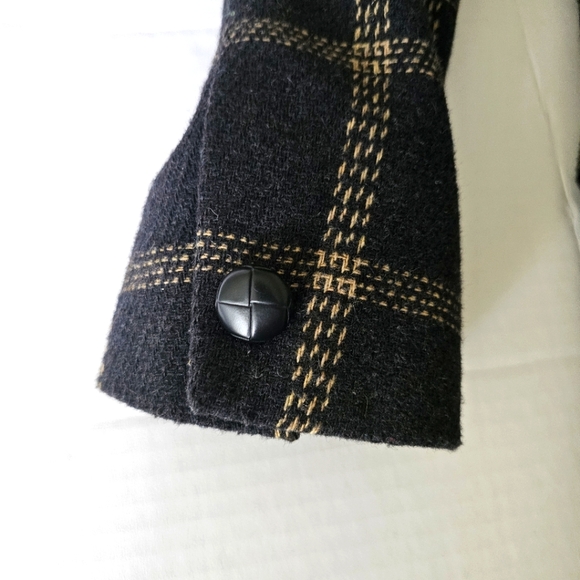 Toffs vintage wool blend blazer size 2 petite charcoal gray plaid single button - Picture 6 of 11